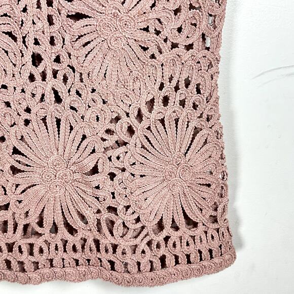 NICOLE MILLER pink crochet lace top womans Medium Balletcore girlyglam fairycore - Picture 3 of 11